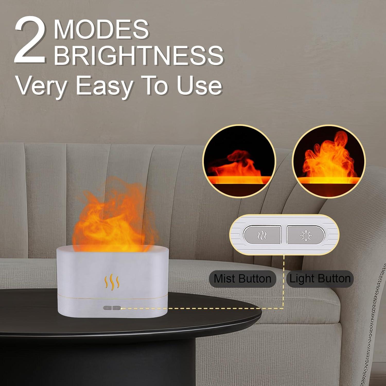 180ml Flame Air Humidifier Essential Oil Diffuser, TSV 3D USB 7 Color Light Aroma Diffuser for Home, Office, Spa, Gym