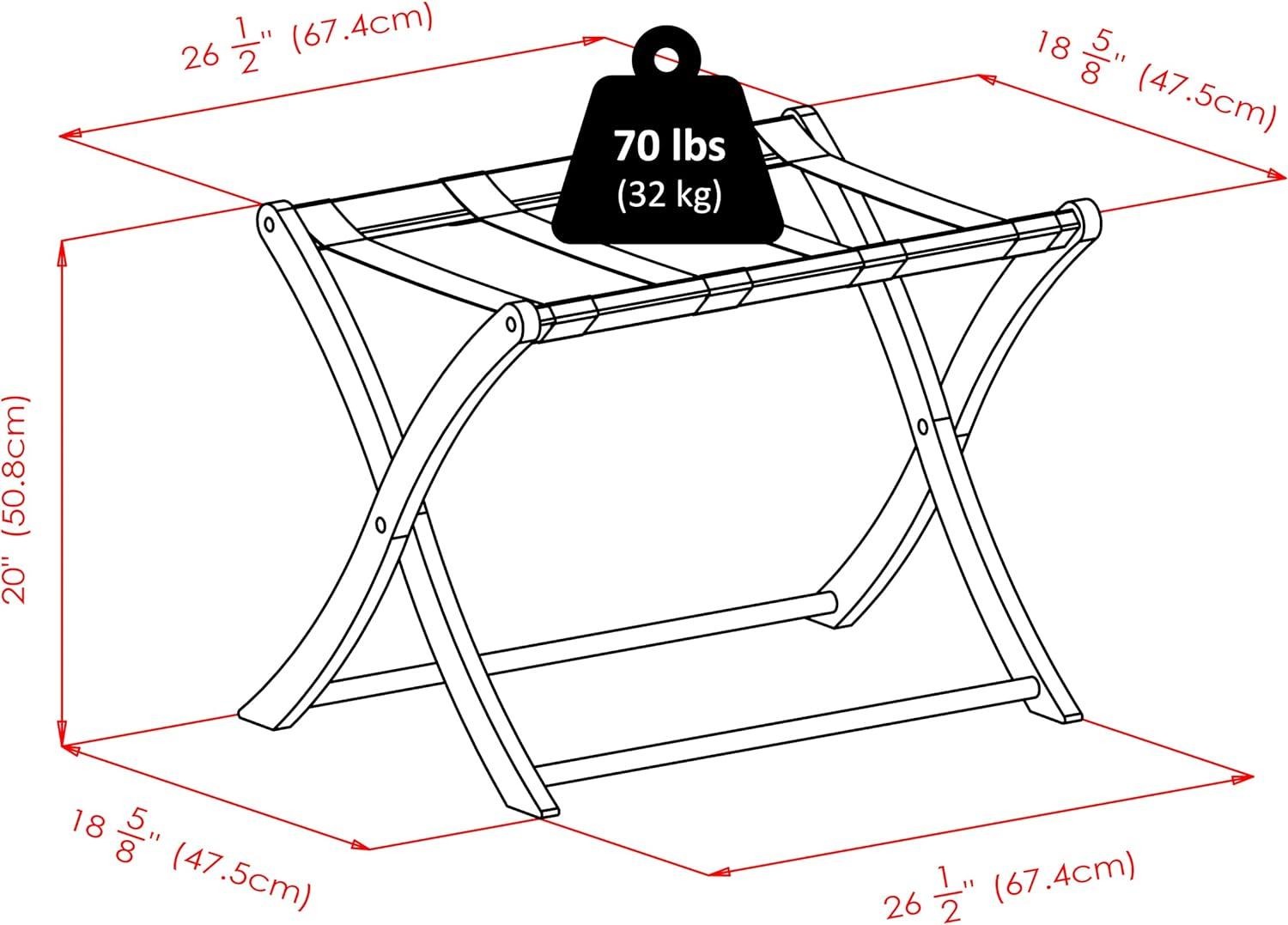 Scarlett Luggage Rack Cappuccino - Winsome: Solid Wood, Foldable, No Assembly, Mid-Century Modern Style