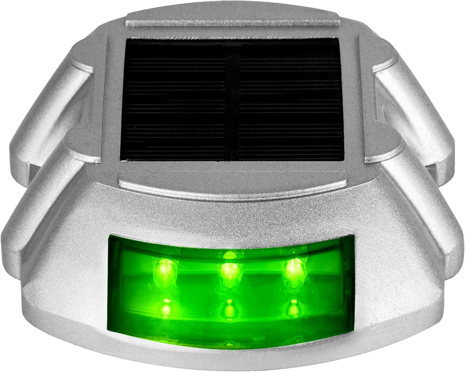 Happybuy Solar Driveway Lights - 8 Pack with Switch Button, Wireless Deck Lights - 6 LEDs for Path, Garden, Walkway & Sidewalk - Bright Green