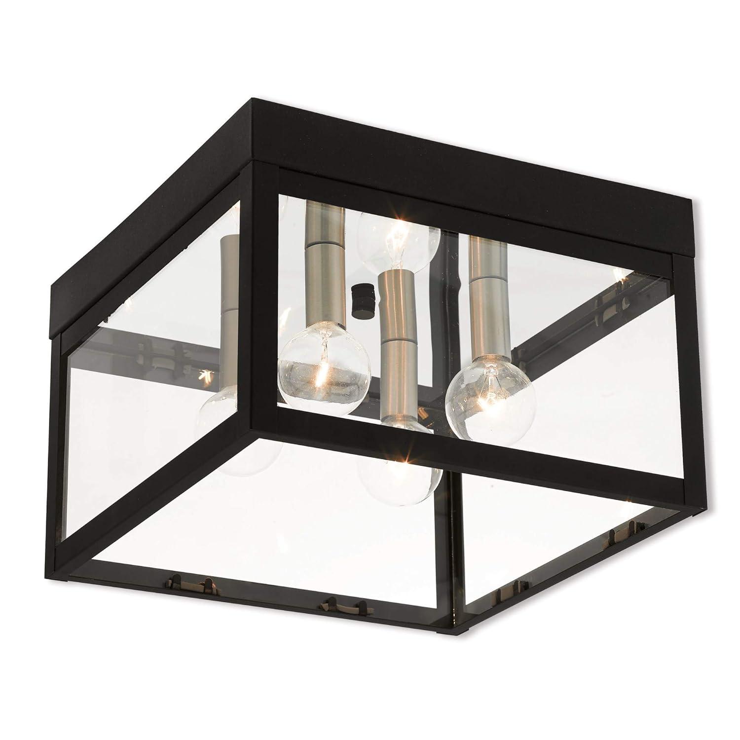 Livex Lighting Nyack 4 Light Outdoor Ceiling Mount in Black