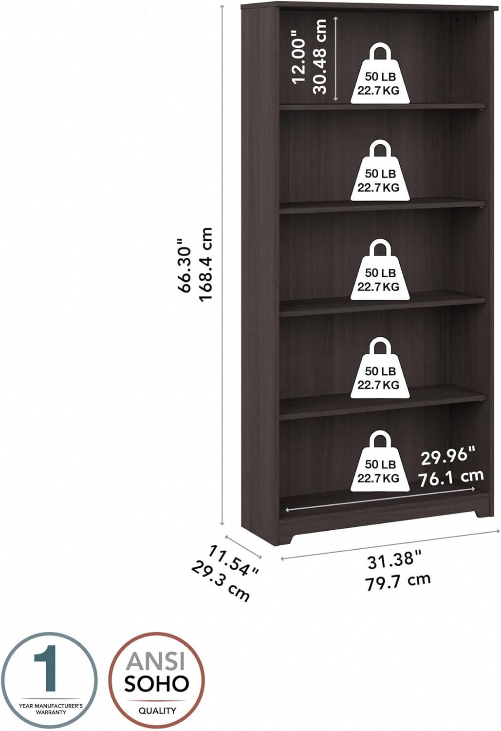 Shelonda 5 Shelf 66" Standard Bookcase