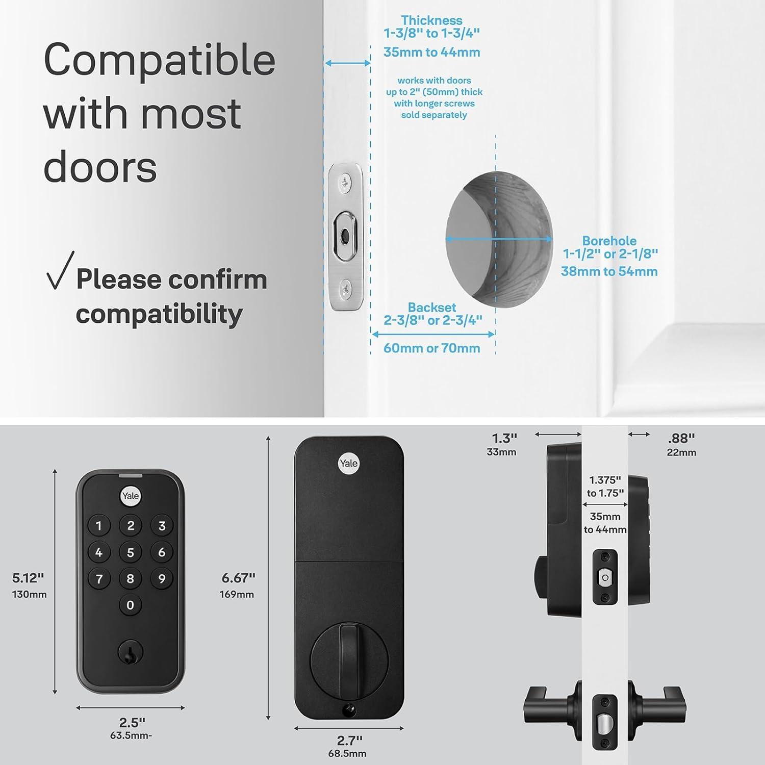 Yale Matte Black Keypad Deadbolt Lock with Adjustable Latch