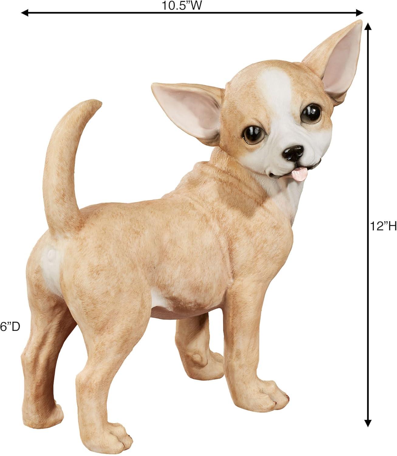 Tawny and White Resin Chihuahua Dog Tabletop Statue