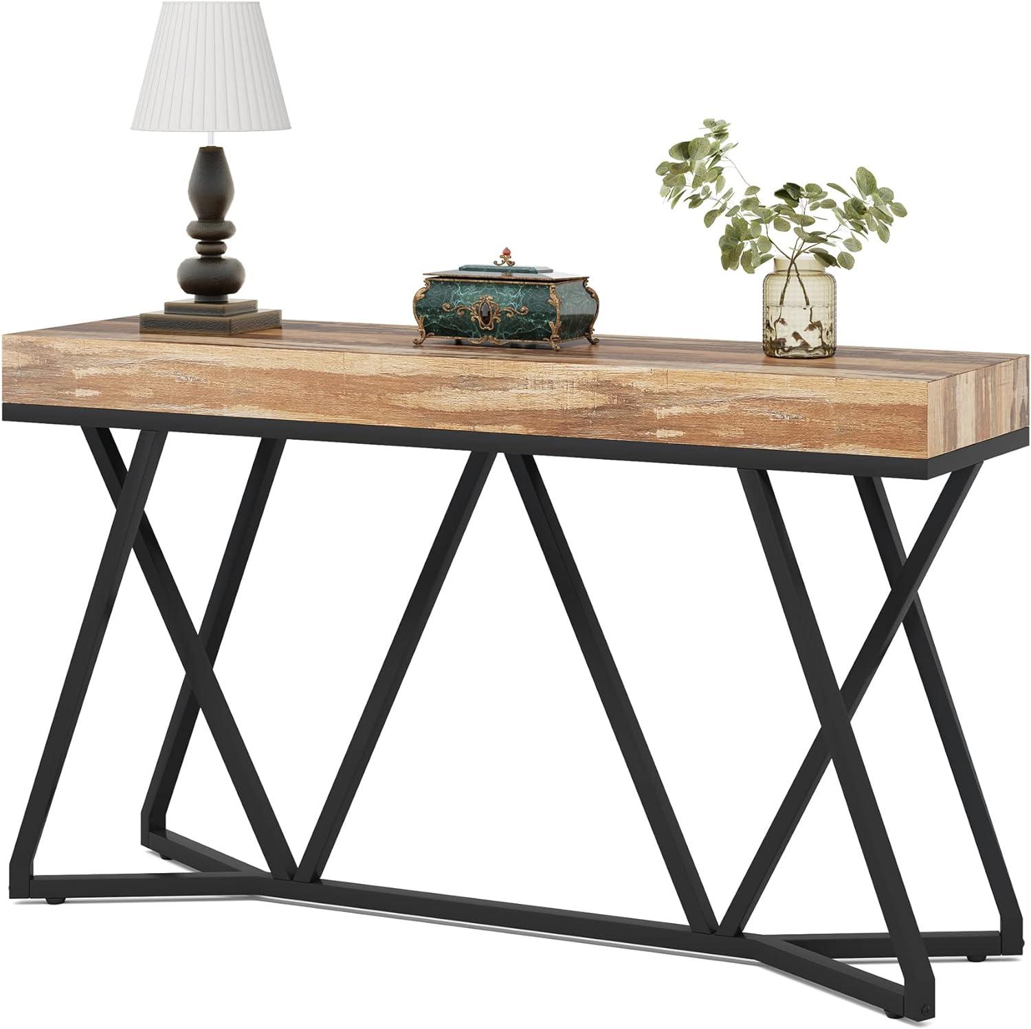 Tribesigns 55.12" Wood-Effect Sofa Table Light Wood & Black