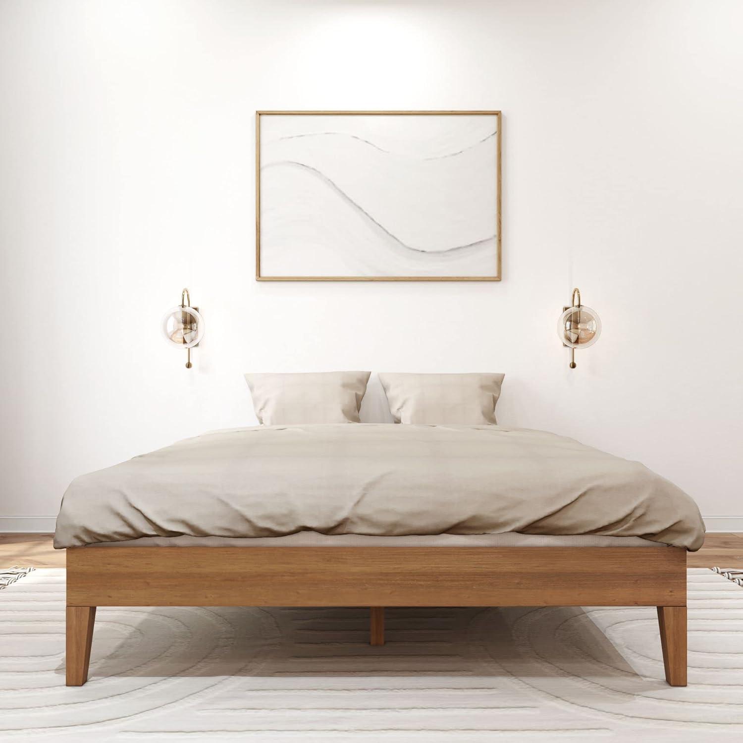 Plank+Beam Solid Wood Queen Platform Bed Frame, Matte Pecan