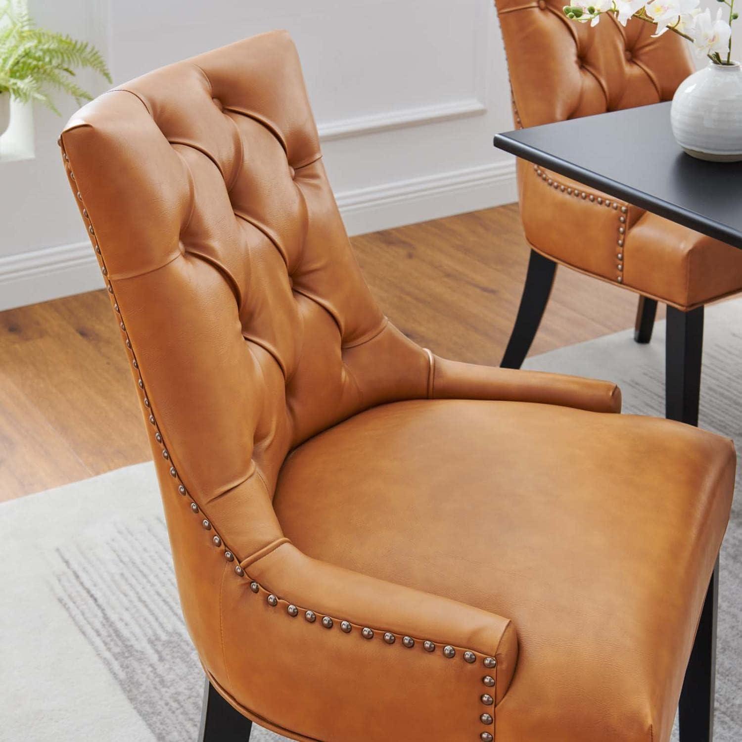 Modway Regent Vinyl Dining Chair Black: Upholstered, Wood Frame, Spot Clean, No Tools Assembly