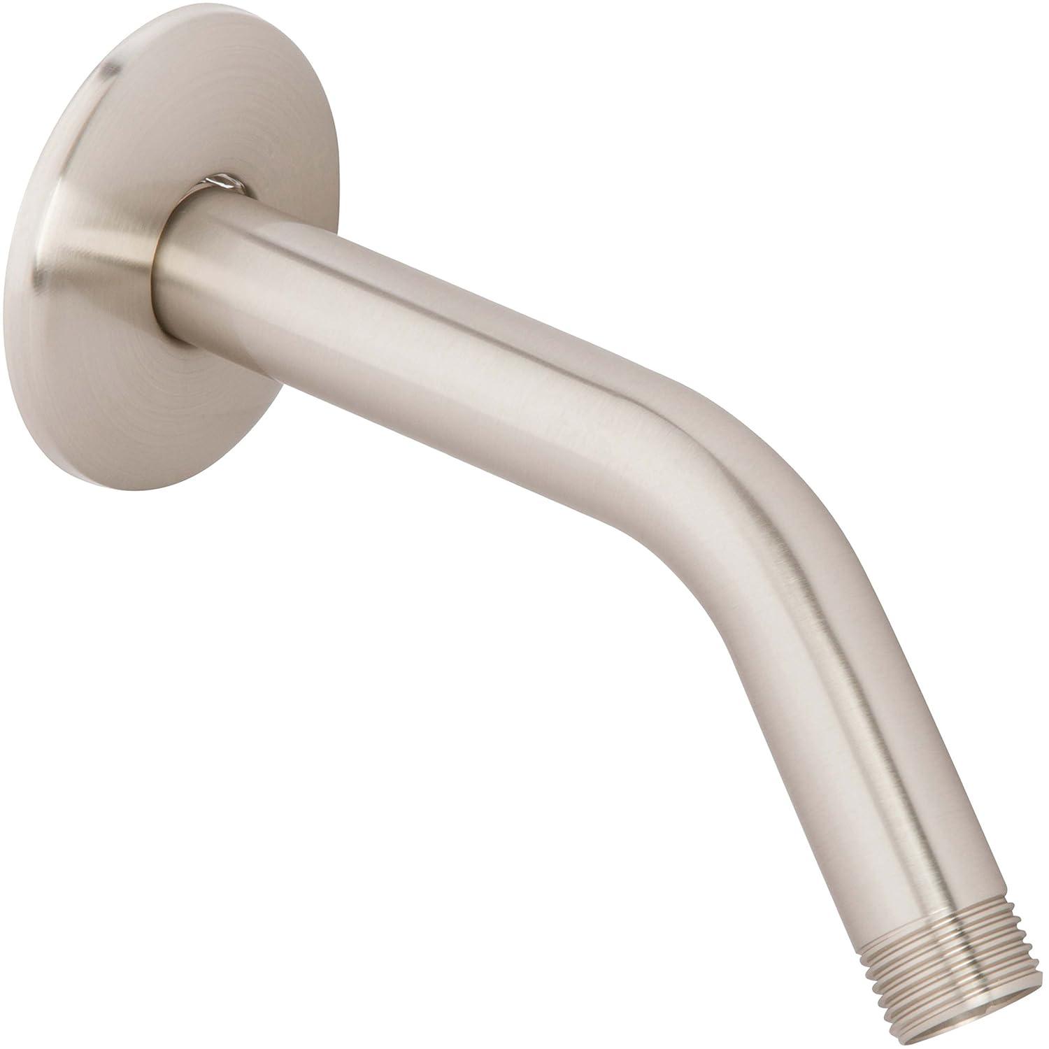 Aqua Elegante Shower Arm And Flange for Shower Head Hardware - 6 inch - Brushed Nickel