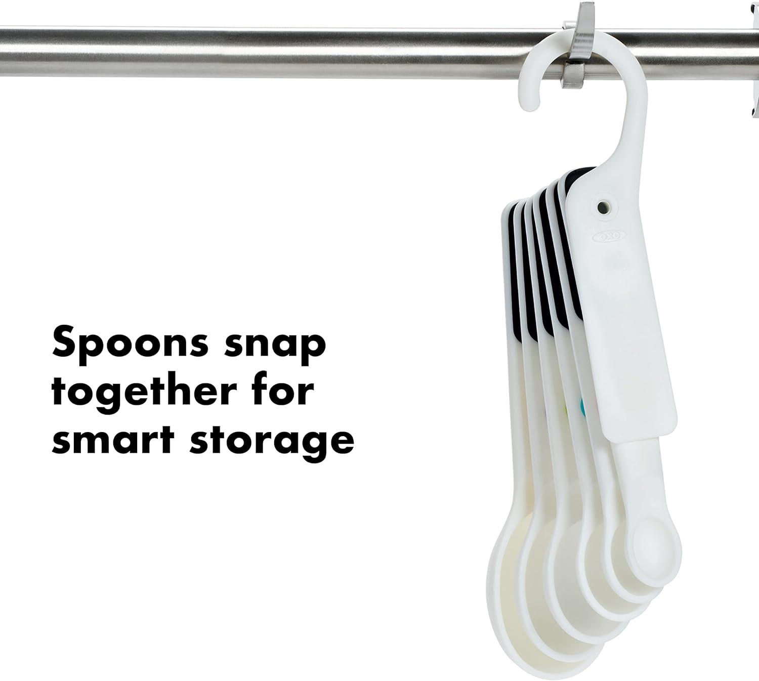 White Plastic Measuring Spoons Set with Scraper