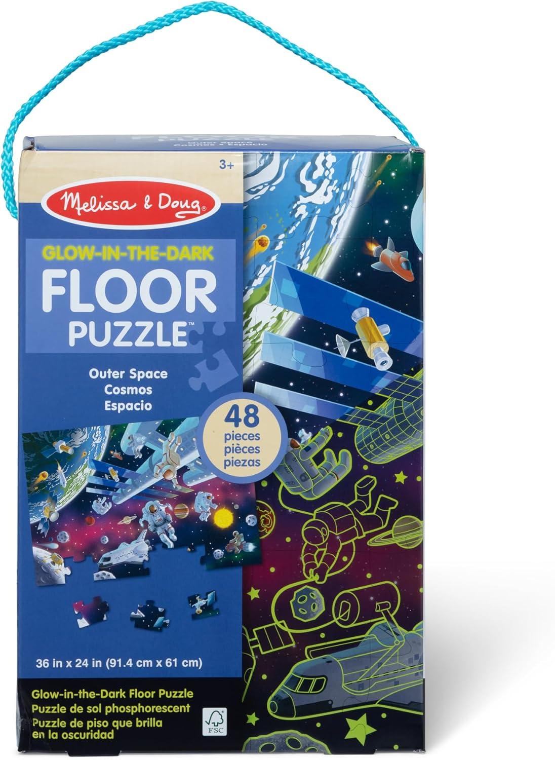 Melissa & Doug Outer Space Glow-in-the-Dark Cardboard Jigsaw Floor Puzzle – 48pc