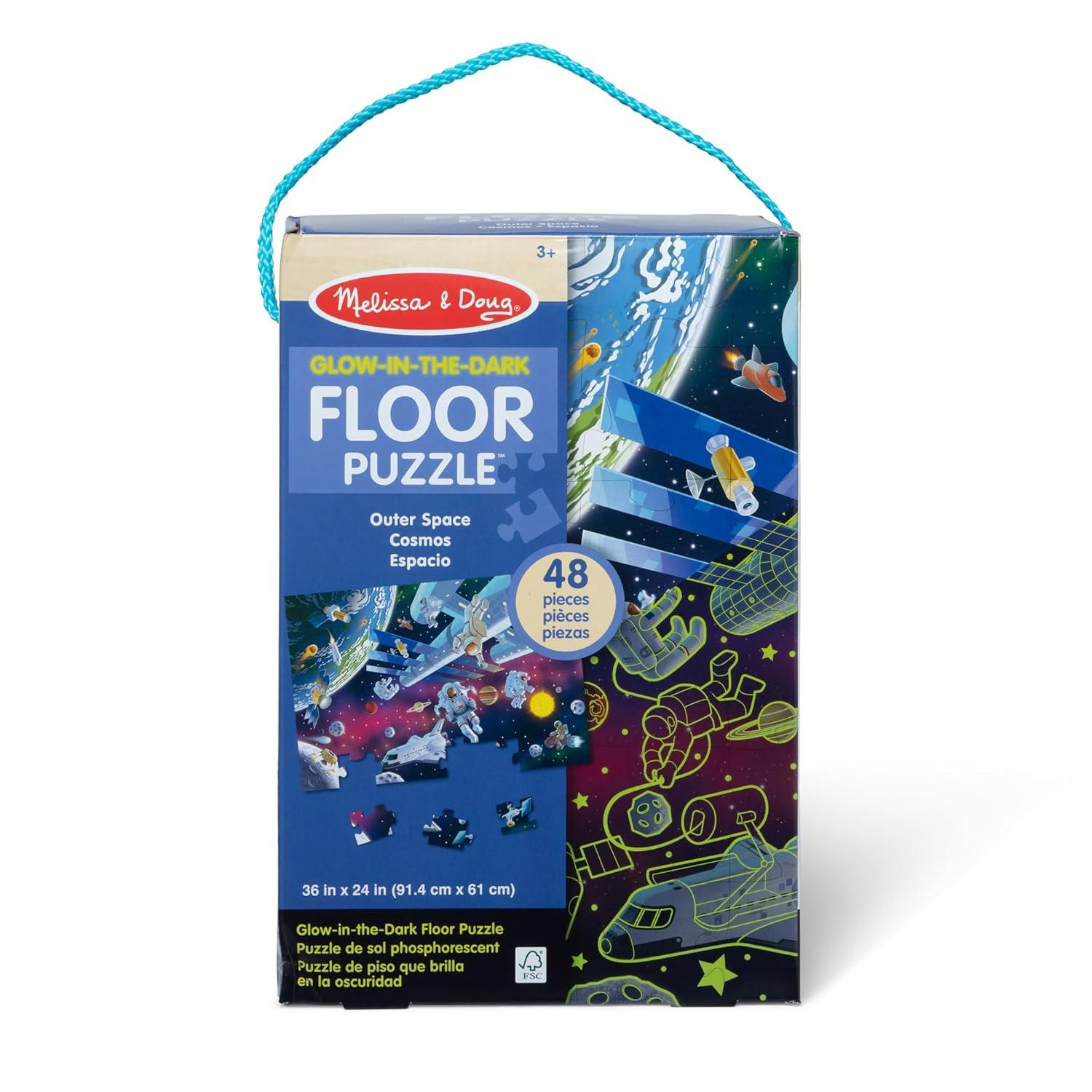 Melissa & Doug Outer Space Glow-in-the-Dark Cardboard Jigsaw Floor Puzzle – 48pc