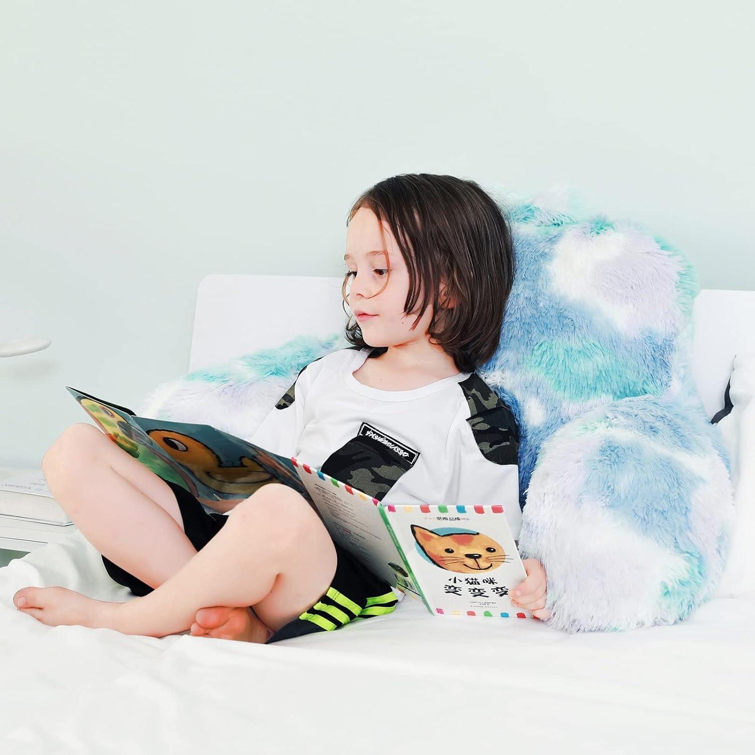 Pastel Faux Fur Reading Pillow with Arms and Premium Stuffing