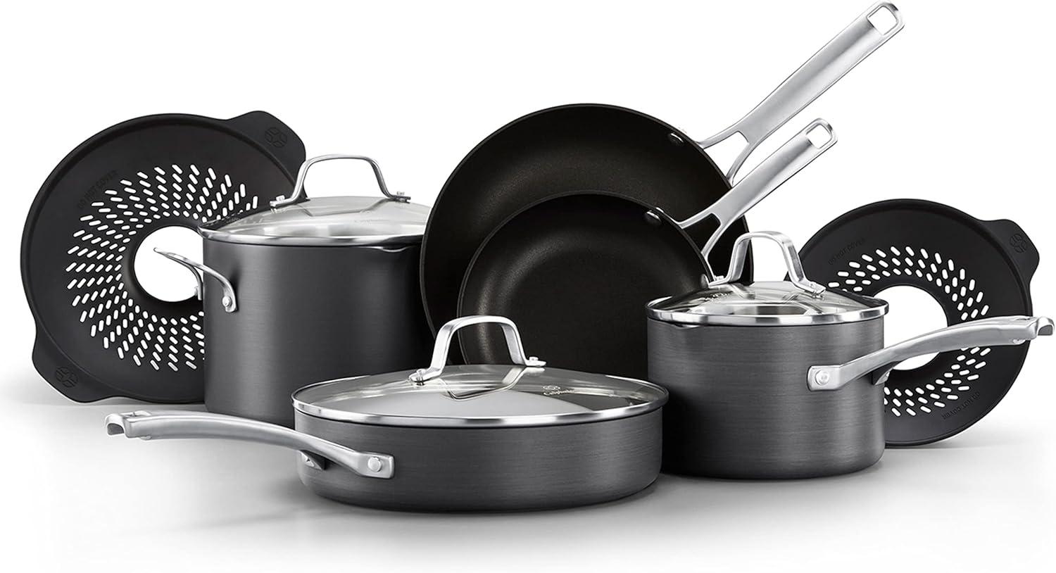 Hard-Anodized Nonstick 10-Piece Cookware Set with Inserts