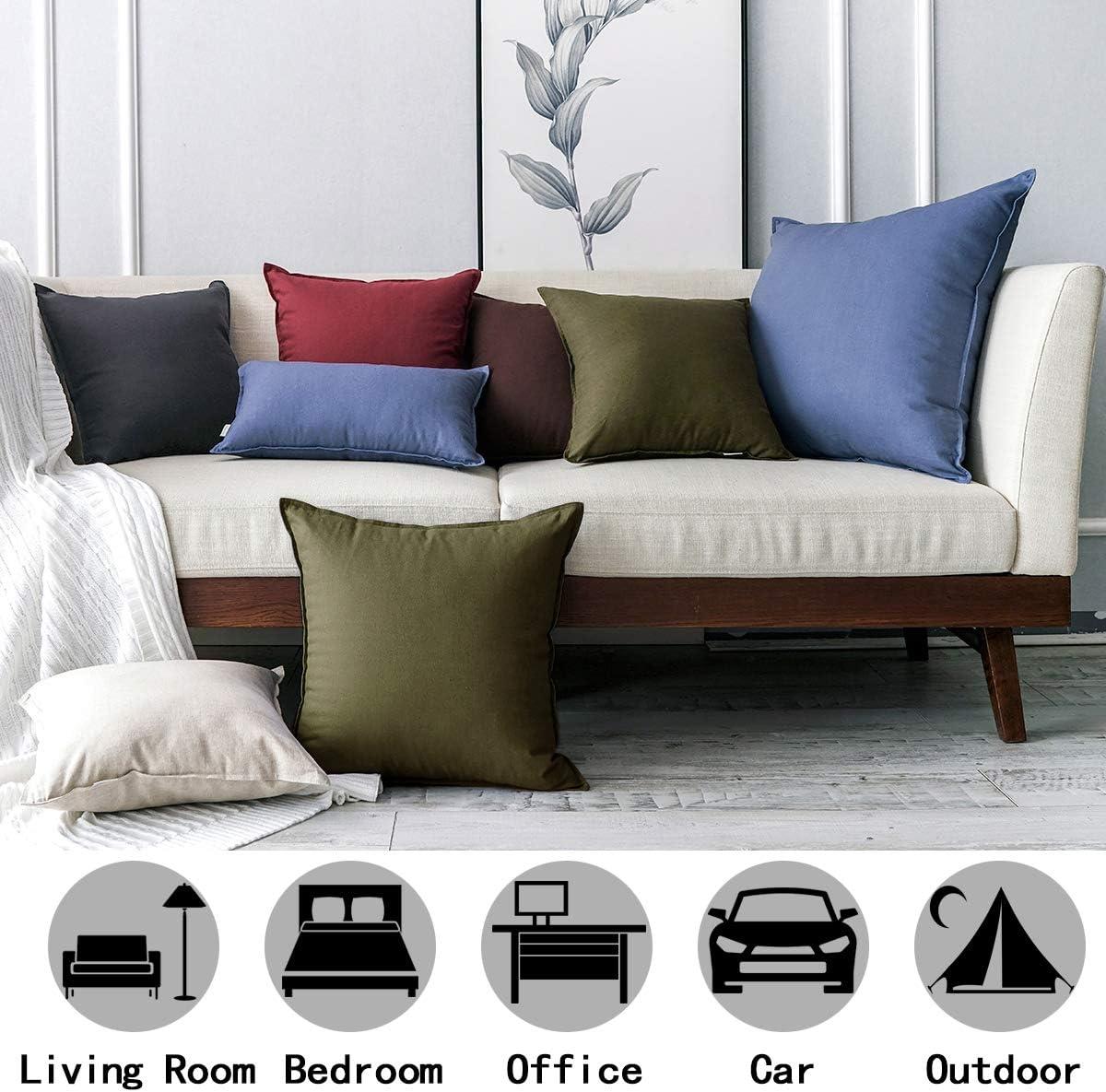 Jeanerlor Natural Cotton Linen Soft Soild Decorative Square Throw Pillow Covers Set Cushion Case for Sofa Bedroom Car24 x 24 Inch 60 x 60cm,Olive Green