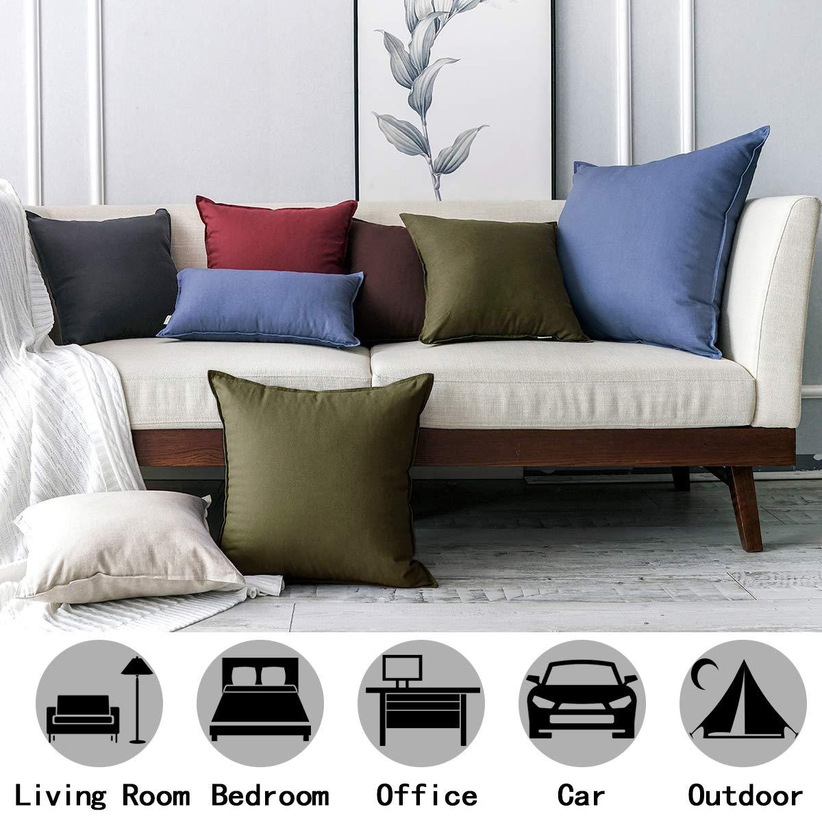 Jeanerlor Natural Cotton Linen Soft Soild Decorative Square Throw Pillow Covers Set Cushion Case for Sofa Bedroom Car24 x 24 Inch 60 x 60cm,Olive Green