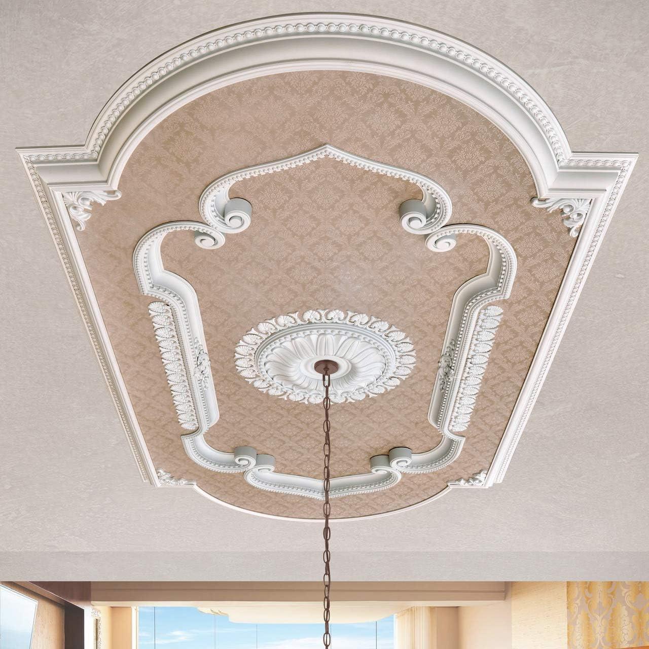 Blanco 94'' White and Beige Polystyrene Rectangular Ceiling Medallion