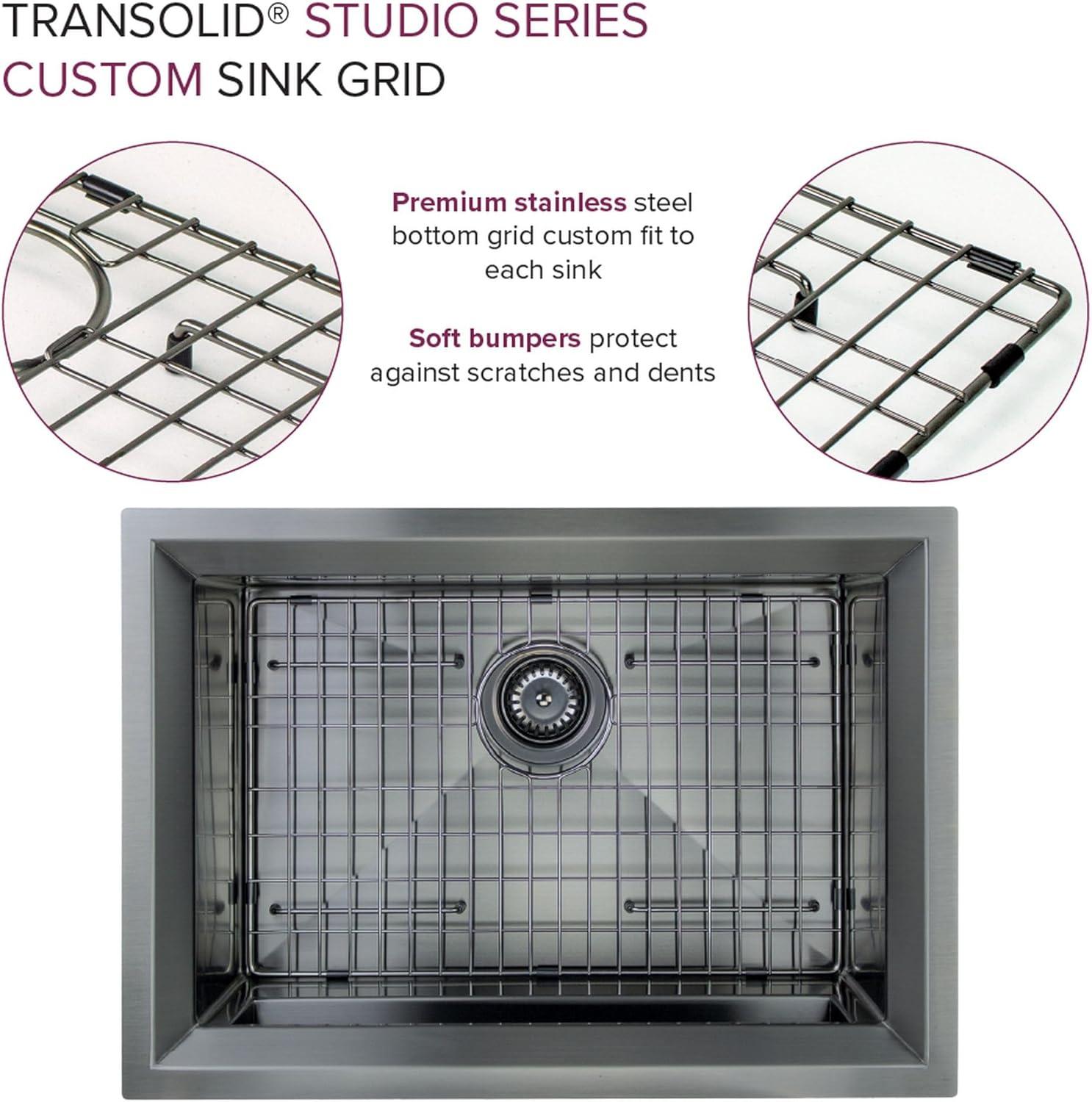 Transolid Studio 26-in x 19-in x 11-in Undermount Stainless Kitchen Sink, SinkPocket, Grid, Strainer