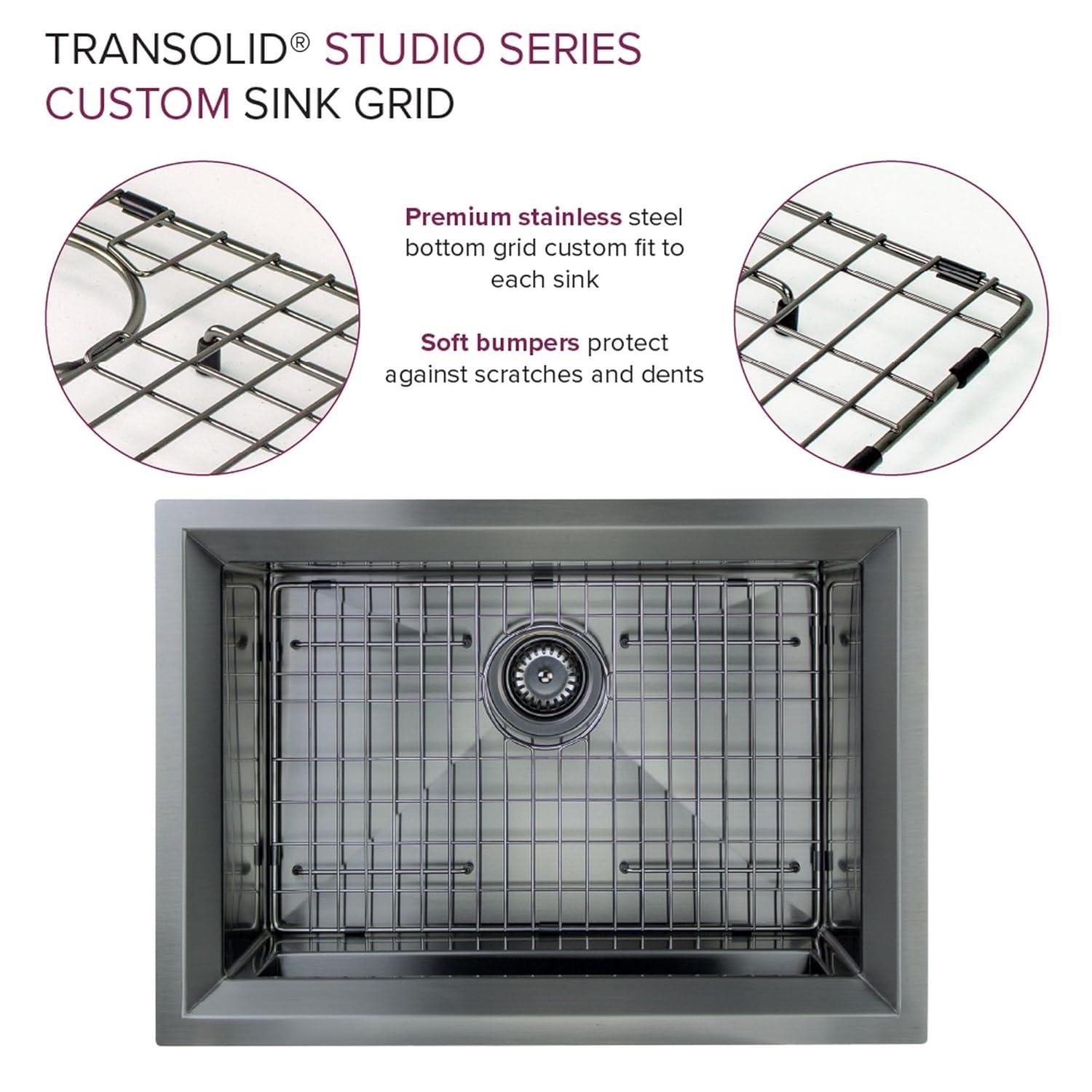 Transolid Studio 26-in x 19-in x 11-in Undermount Stainless Kitchen Sink, SinkPocket, Grid, Strainer