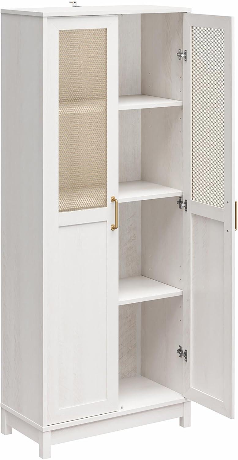 Tess 2 Door Wide Storage Cabinet with Modular Storage Ivory Oak - Mr. Kate: MDF Construction, 4 Adjustable Shelves