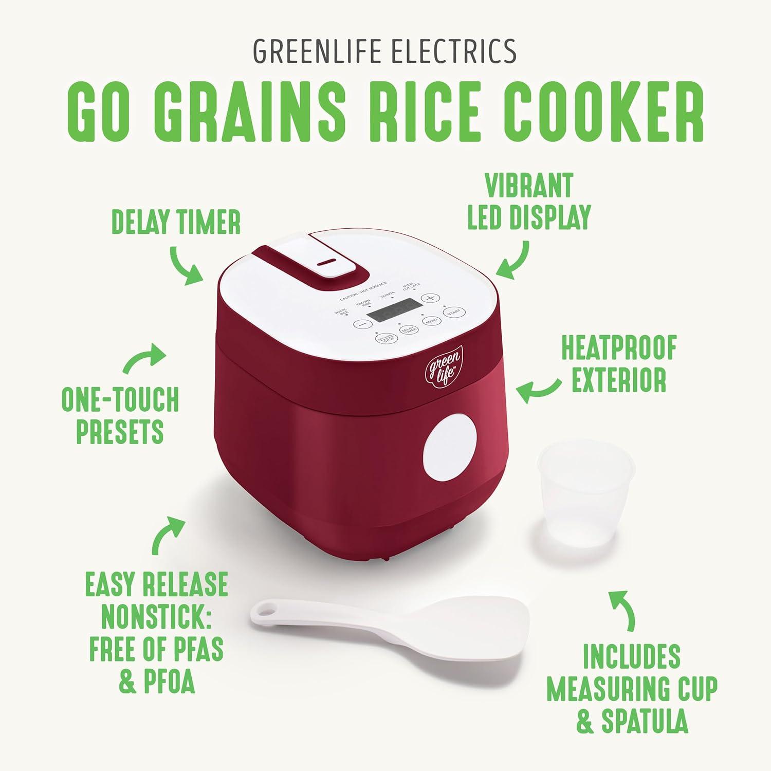 GreenLife Rice Cooker | Red