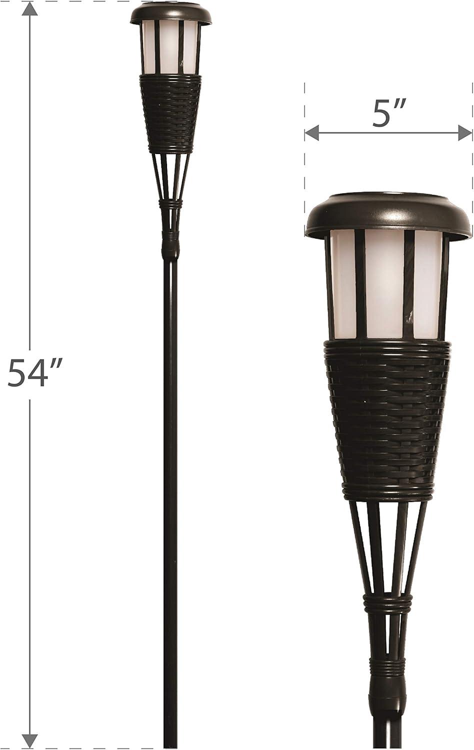 Solar-Powered Black LED Outdoor Torches with Flickering Flame Effect, 2-Pack