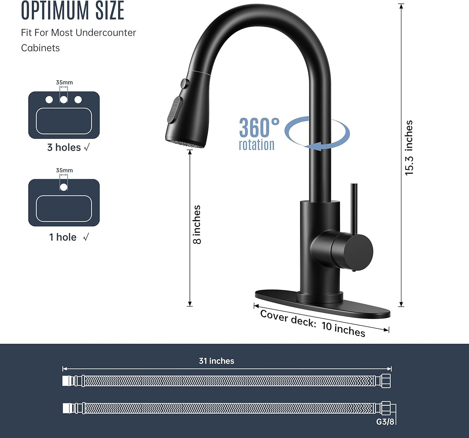 Single Handle High Arc Pull Out Kitchen Faucet,Kitchen Sink Faucets with Pull Down Sprayer