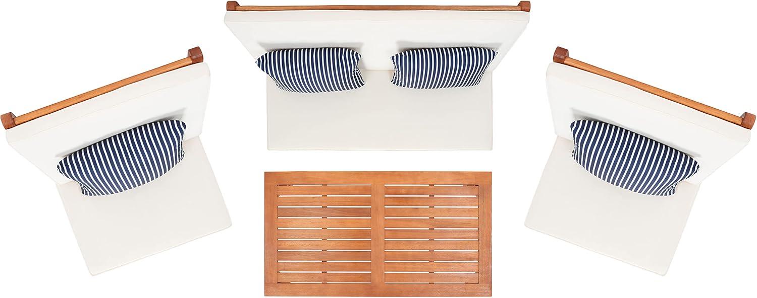 Chaston 4 Piece Living Set - Indoor/Outdoor - PAT7044 - Natural/Beige + Thin Stripe Pillow - Safavieh