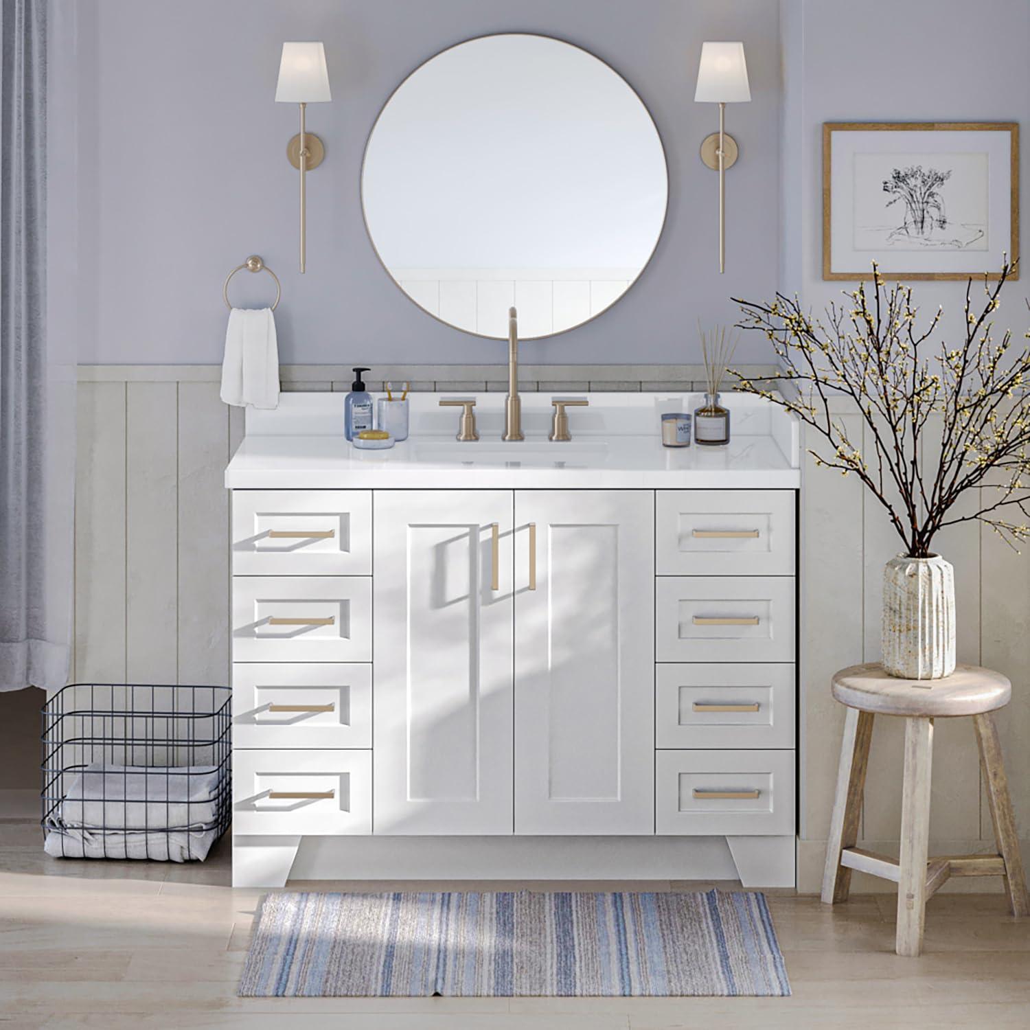 Ariel Q043s-R-Bc Taylor 42" Single Wood Vanity Cabinet - White