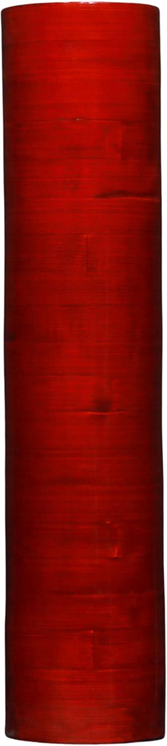 25" Bamboo Cylinder Floor Vase - Mahogany Red