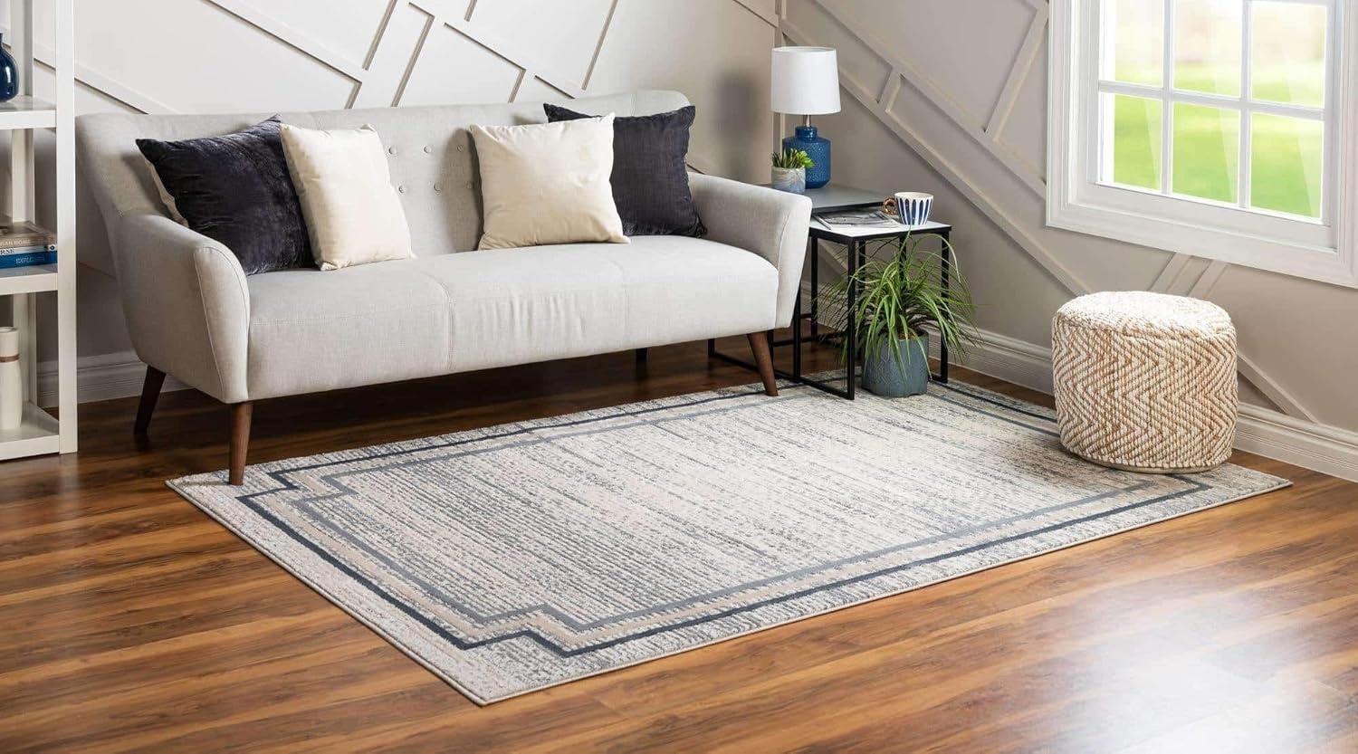 Unique Loom Oasis Collection Area Rug - Fountain (6'  x 9' Rectangle Gray/Ivory)