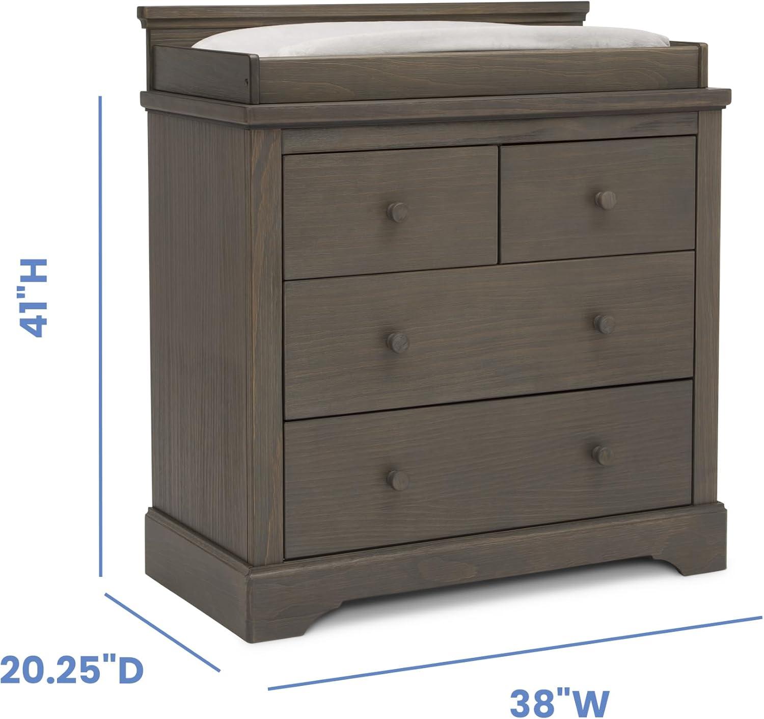 Simmons Kids' Paloma 4 Drawer Dresser with Changing Top and Interlocking Drawers - Rustic Gray