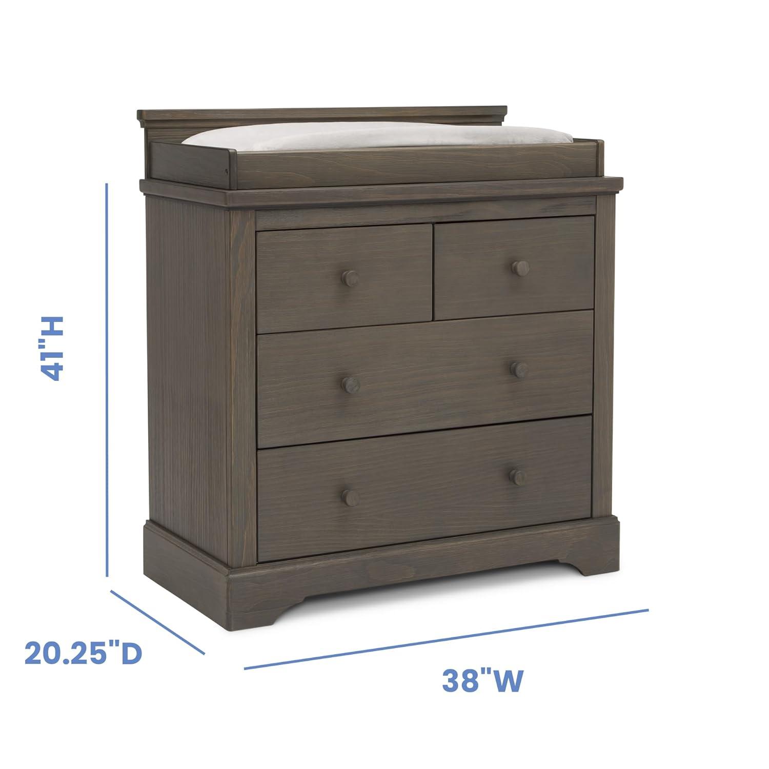 Simmons Kids' Paloma 4 Drawer Dresser with Changing Top and Interlocking Drawers - Rustic Gray