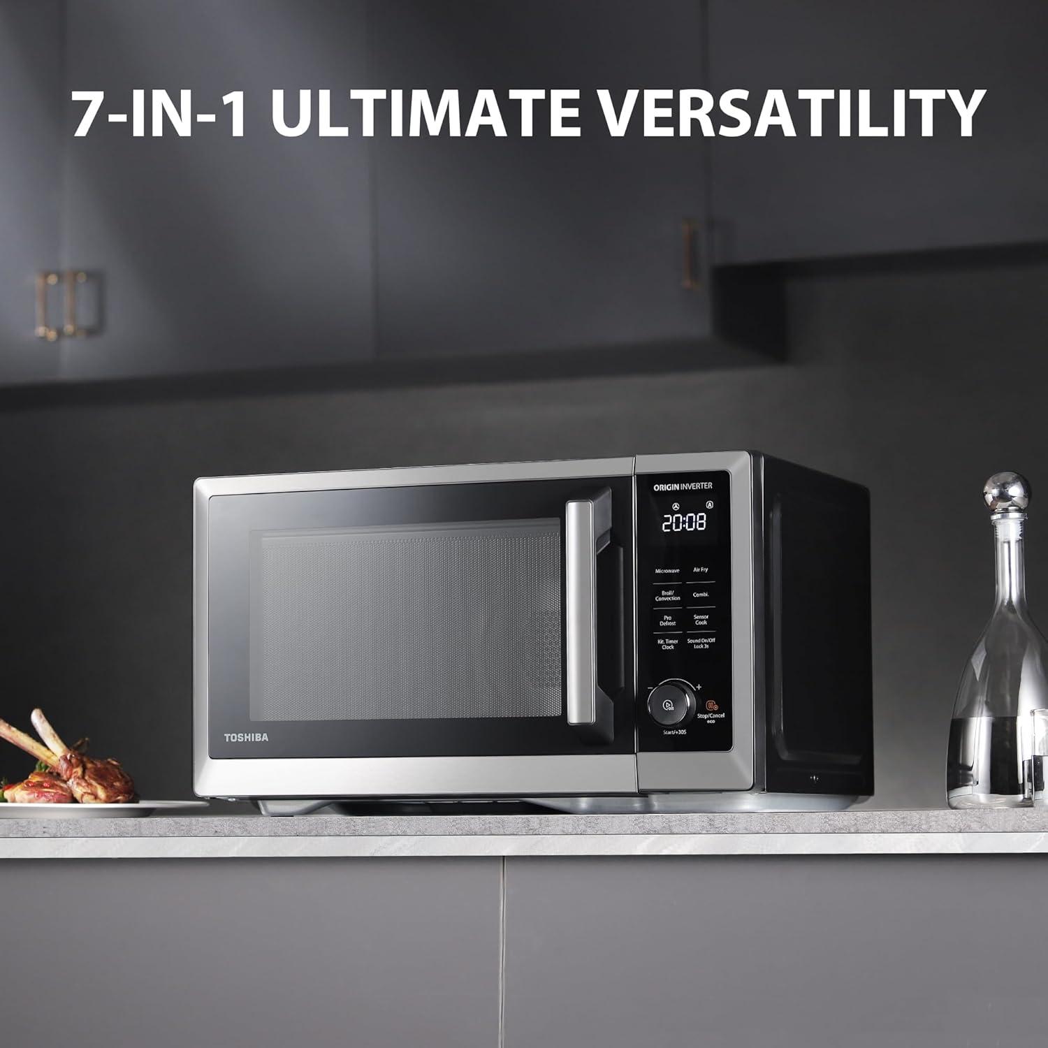 Toshiba 7-in-1 Countertop Microwave Air Fryer Inverter Technology Convection Microwave Smart Sensor