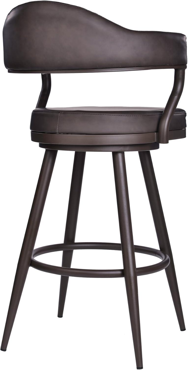 Armen Living Justin Modern 30" Faux Leather Bar Stool in Brown