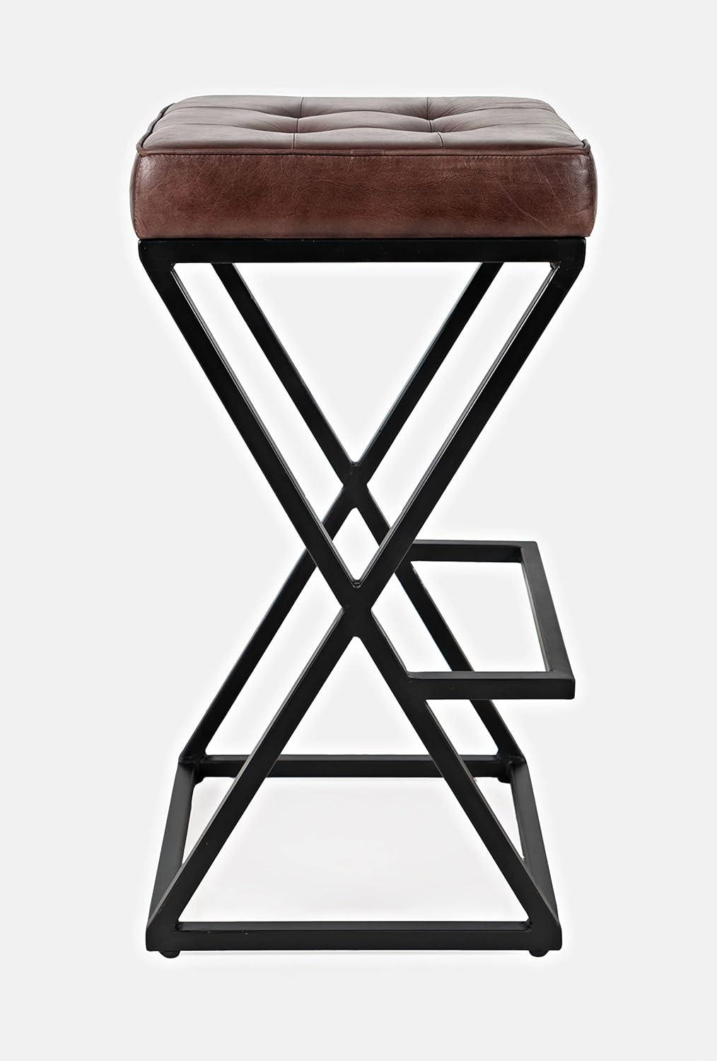 Jofran Brooks Distressed Modern Leather Backless Stool