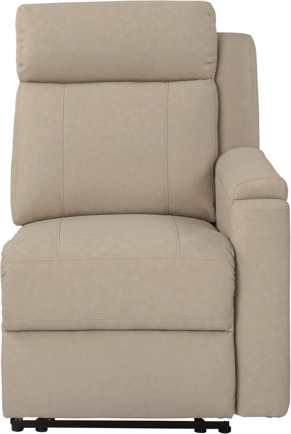 Beige Luxe Leather Manual Recliner Armchair