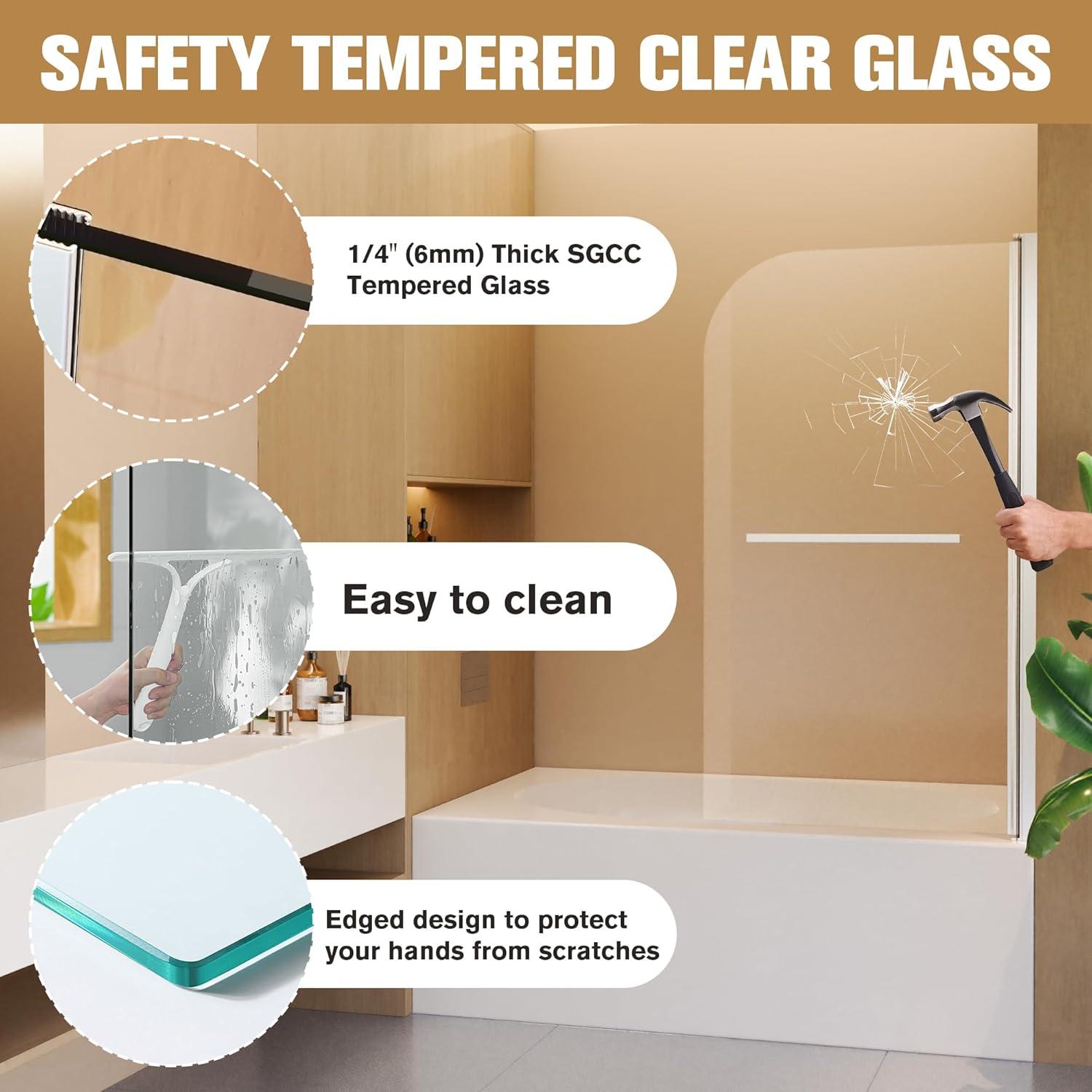 Dimorphos 31"W x 55"H Bathroom Pivot Bi-Fold Shower Tub Door Panel Reversible Installation 11DD161820LL