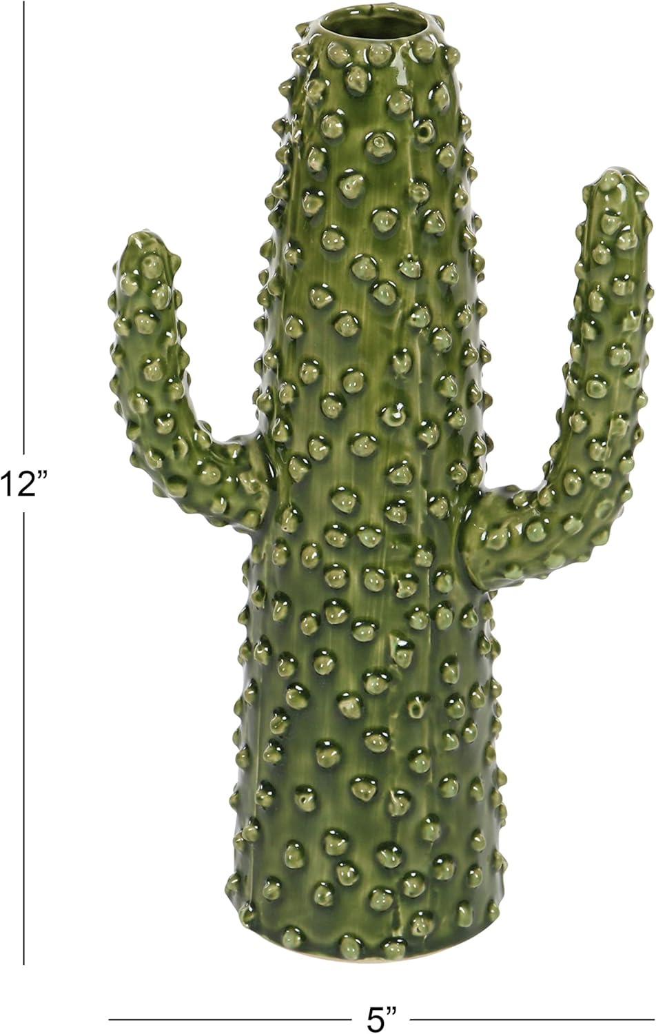 DecMode 13" Cactus Green Ceramic Vase