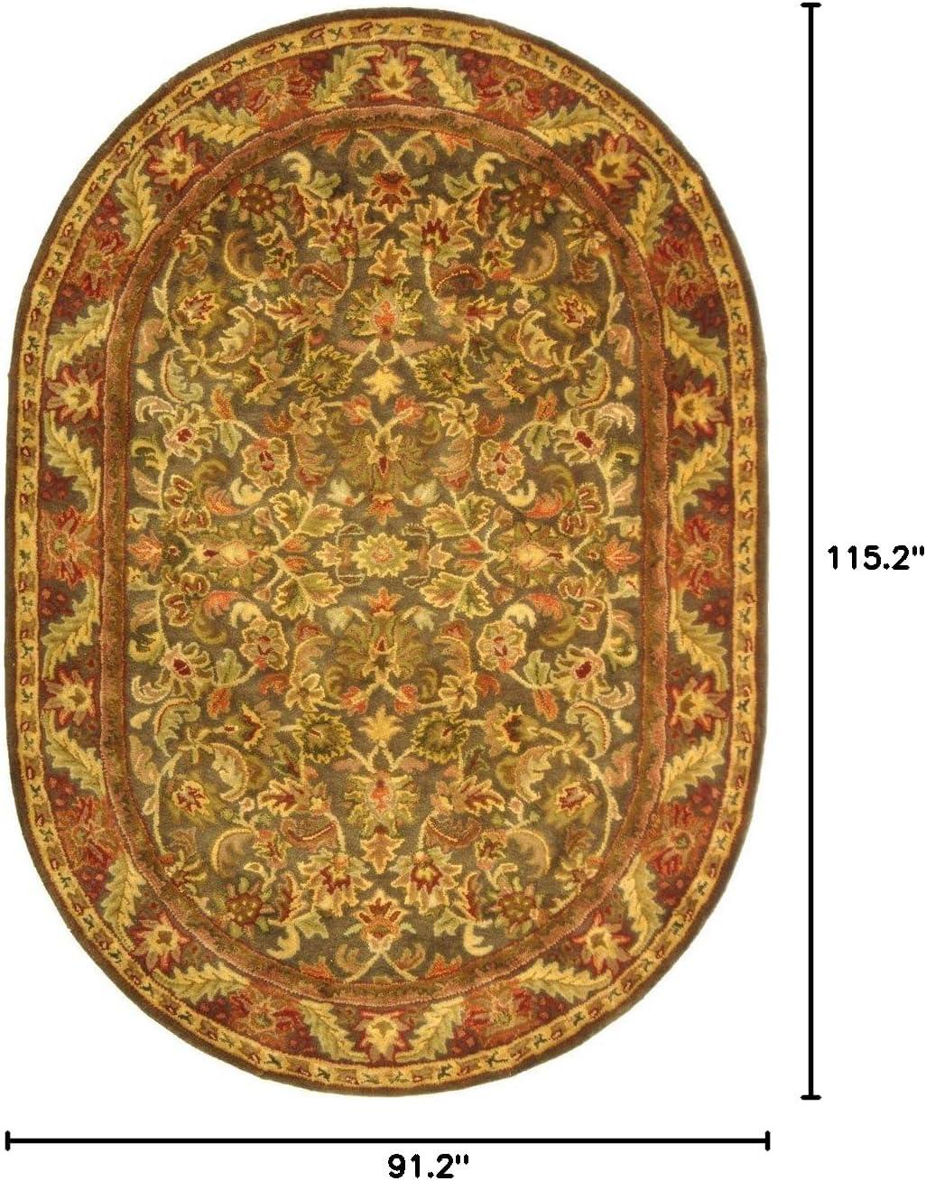 SAFAVIEH Antiquity Carmella Floral Bordered Wool Area Rug, Charcoal, 7'6" x 9'6" Oval
