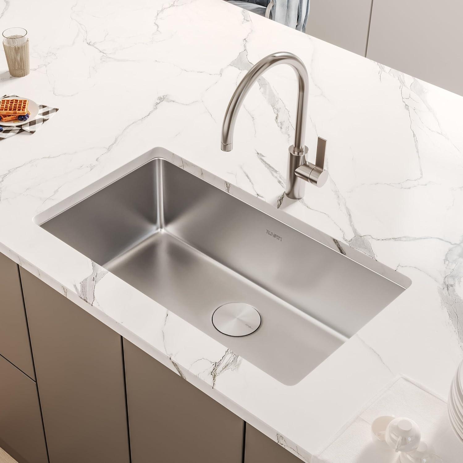 Ruvati Rvm5931 Modena 31" Undermount Single Basin Stainless Steel Kitchen Sink - Stainless