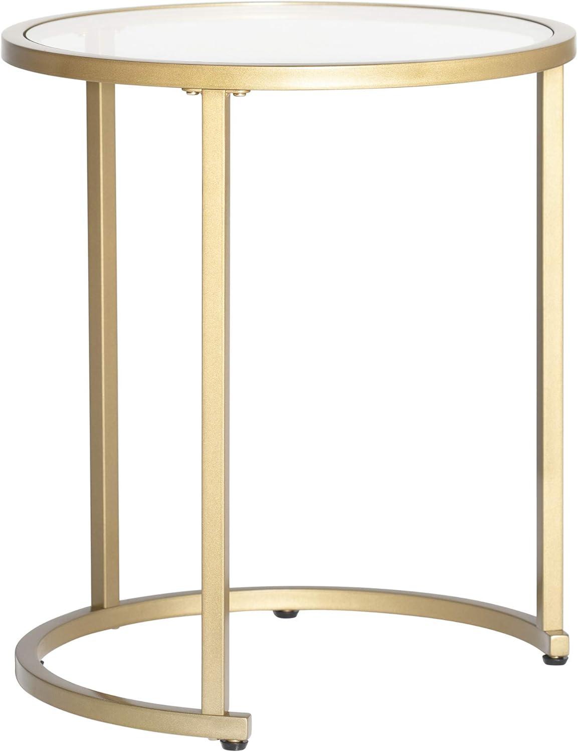 Studio Designs Camber Modern Round Nesting End Tables, Gold Metal/Glass