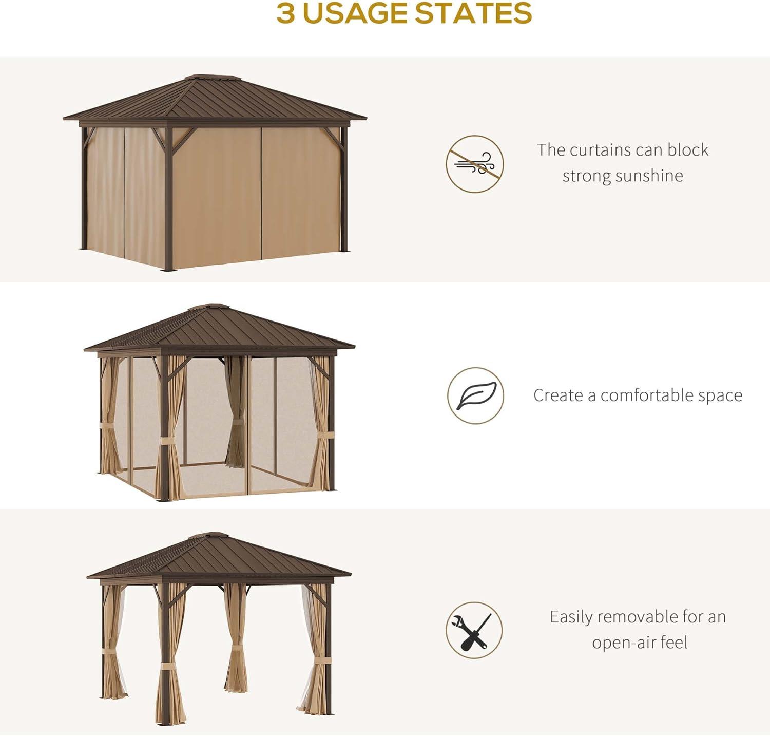 Outsunny 8.9' x 11.9' Hardtop Screened Gazebo