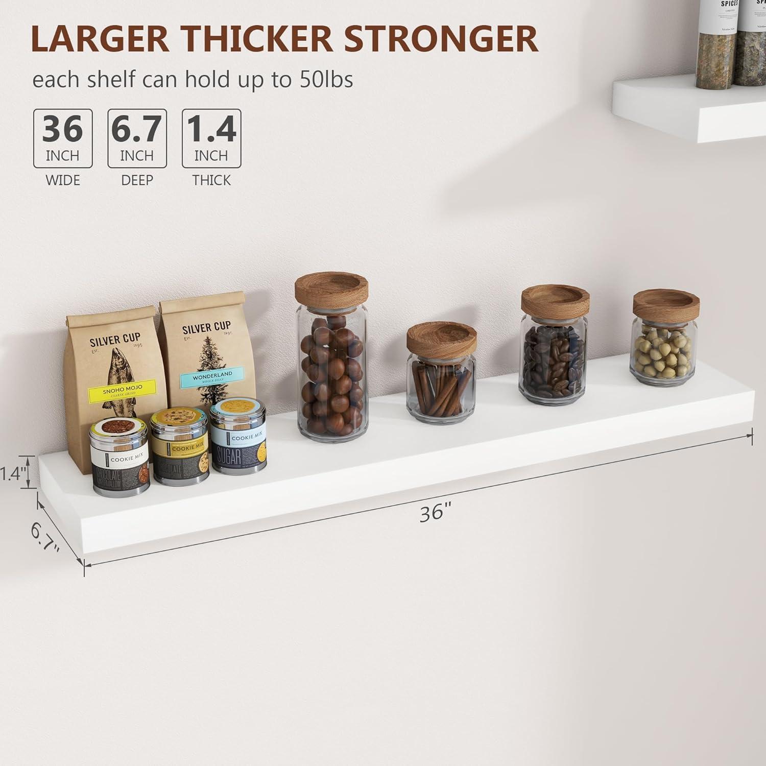 Axeman 36 Inch Solid Wood Wall Shelves Set of 2, Modern Floating Shelves for Wall Storage