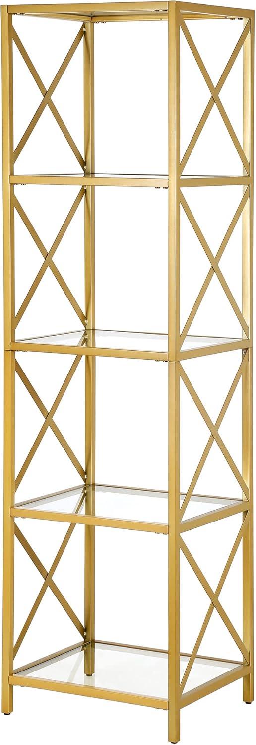 Evelyn&Zoe Celine 18" Wide Rectangular Bookcase, Brass