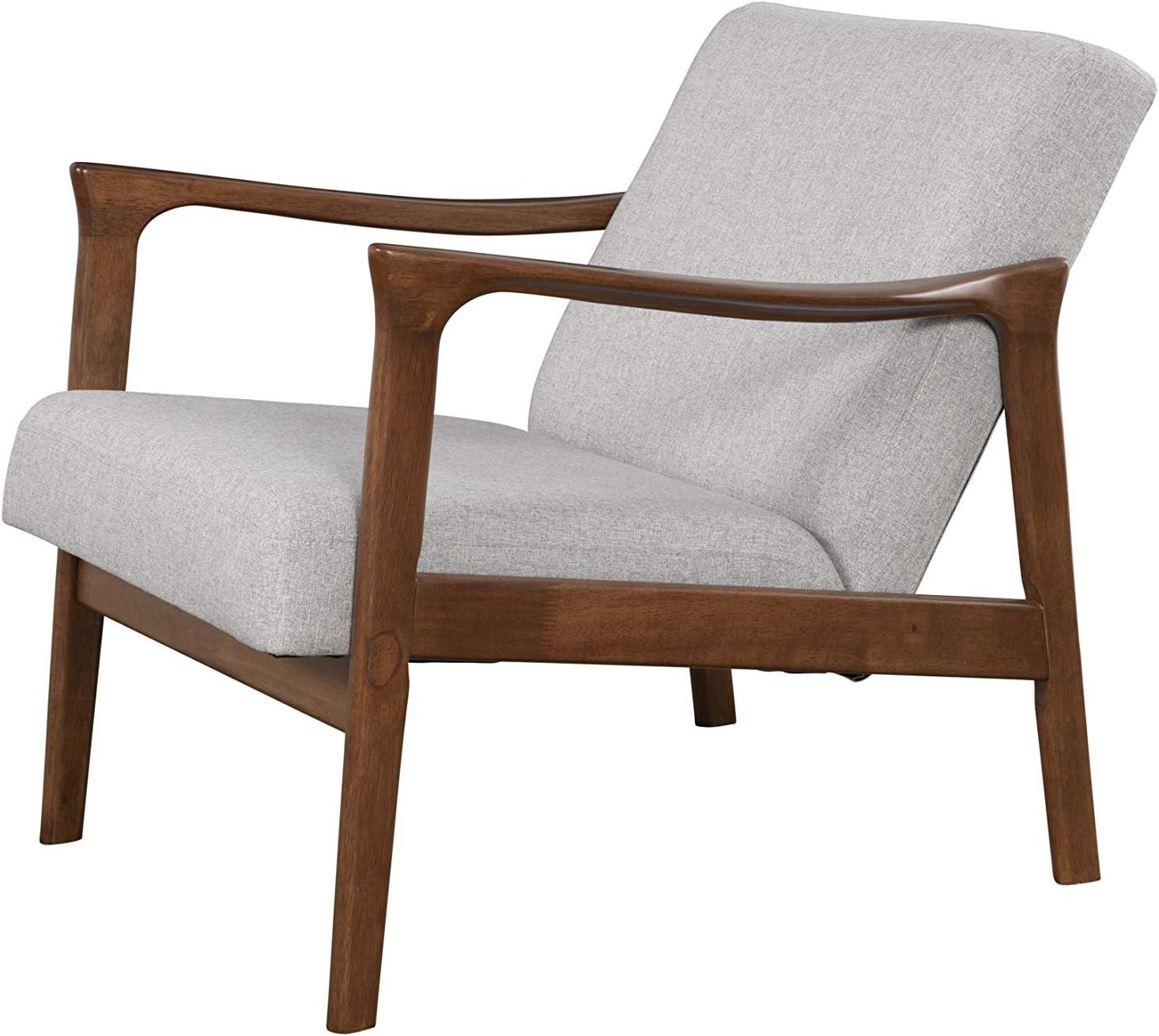 Mid-Century Modern Zephyr Lounge Chair in Light Grey Microfiber