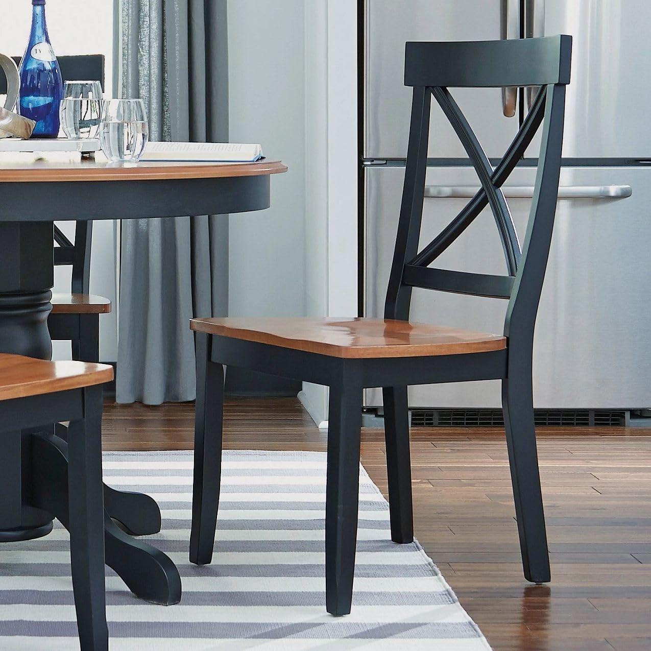 Homestyles Dining Chair in Black and Cottage Oak (Set of 2)