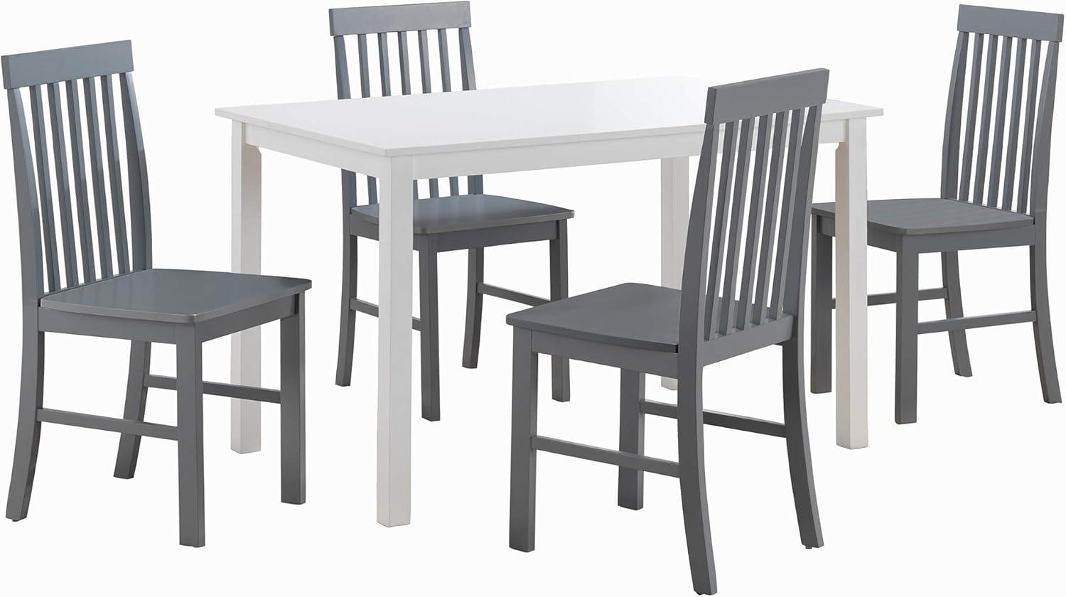 Walker Edison 5-Piece Modern Wood Dining Set in White and Gray