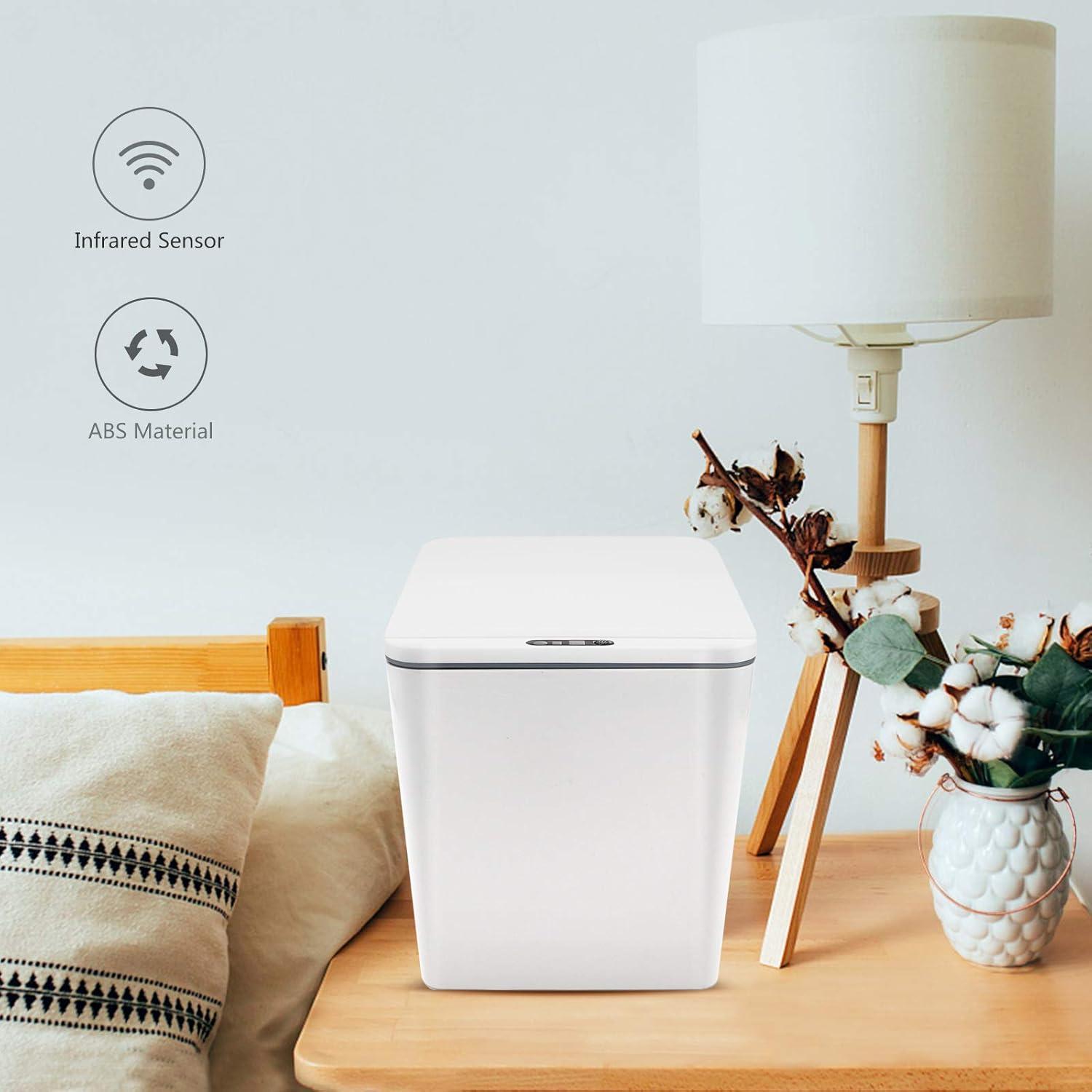 White Plastic Touchless Mini Sensor Trash Can