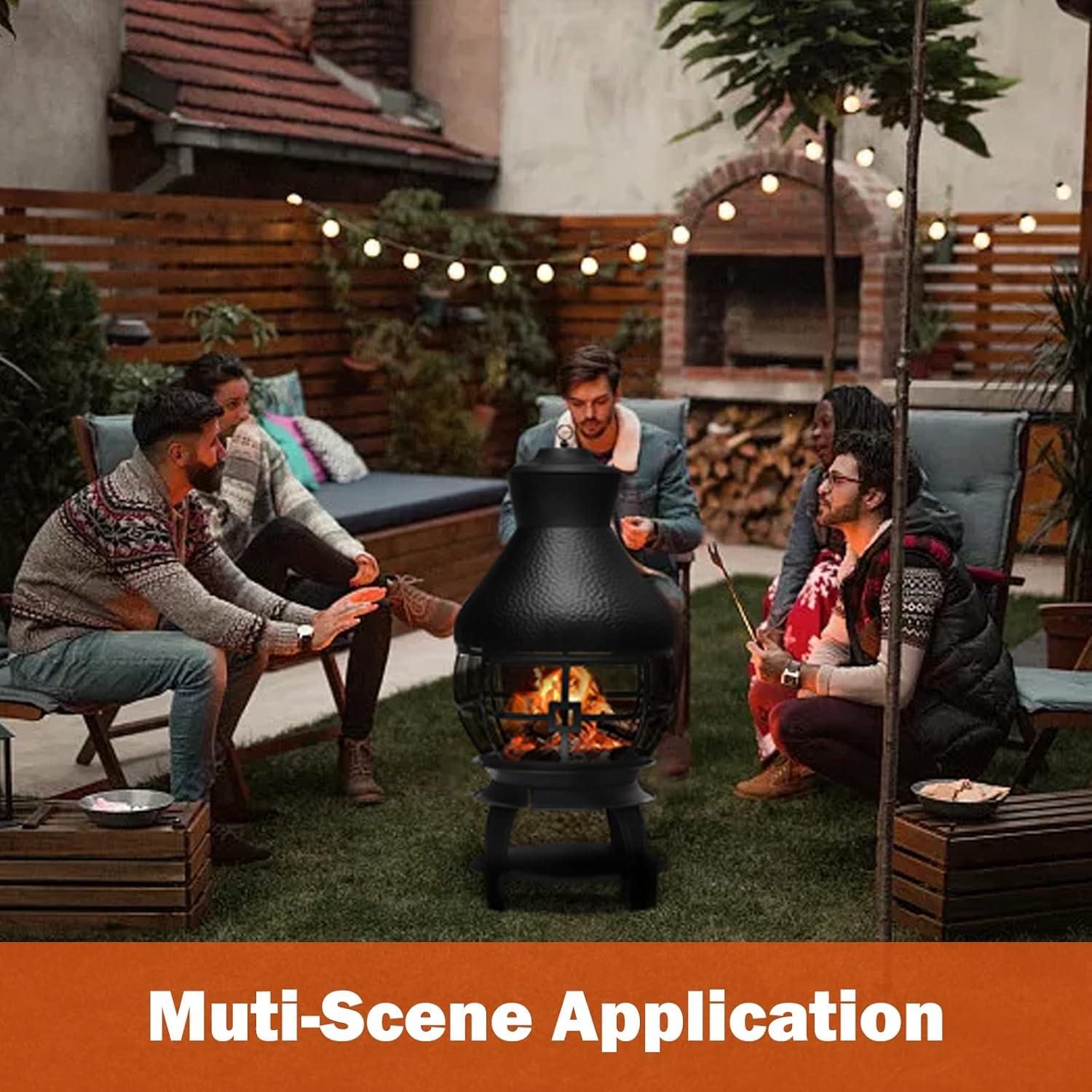 Heatmaxx Round Cast Iron Wood Burning Smokeless Chimnea