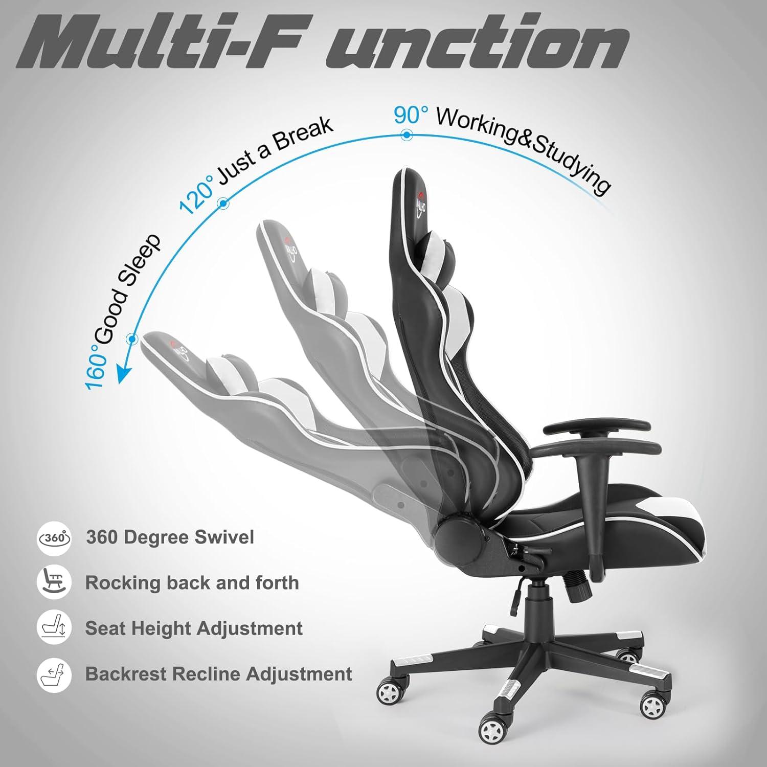 Polar Aurora Adjustable Ergonomic Faux Leather Swiveling PC & Racing Game Chair