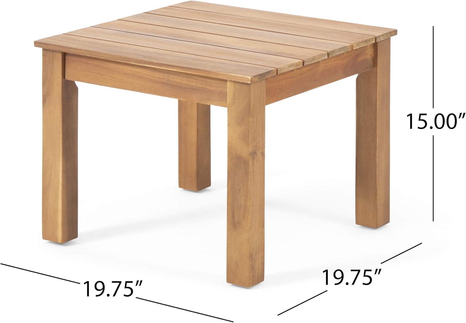 Temecula Acacia Wood Mid-Century Modern End Table - Brown Patina - Christopher Knight Home: Weather-Resistant Patio Accent Table